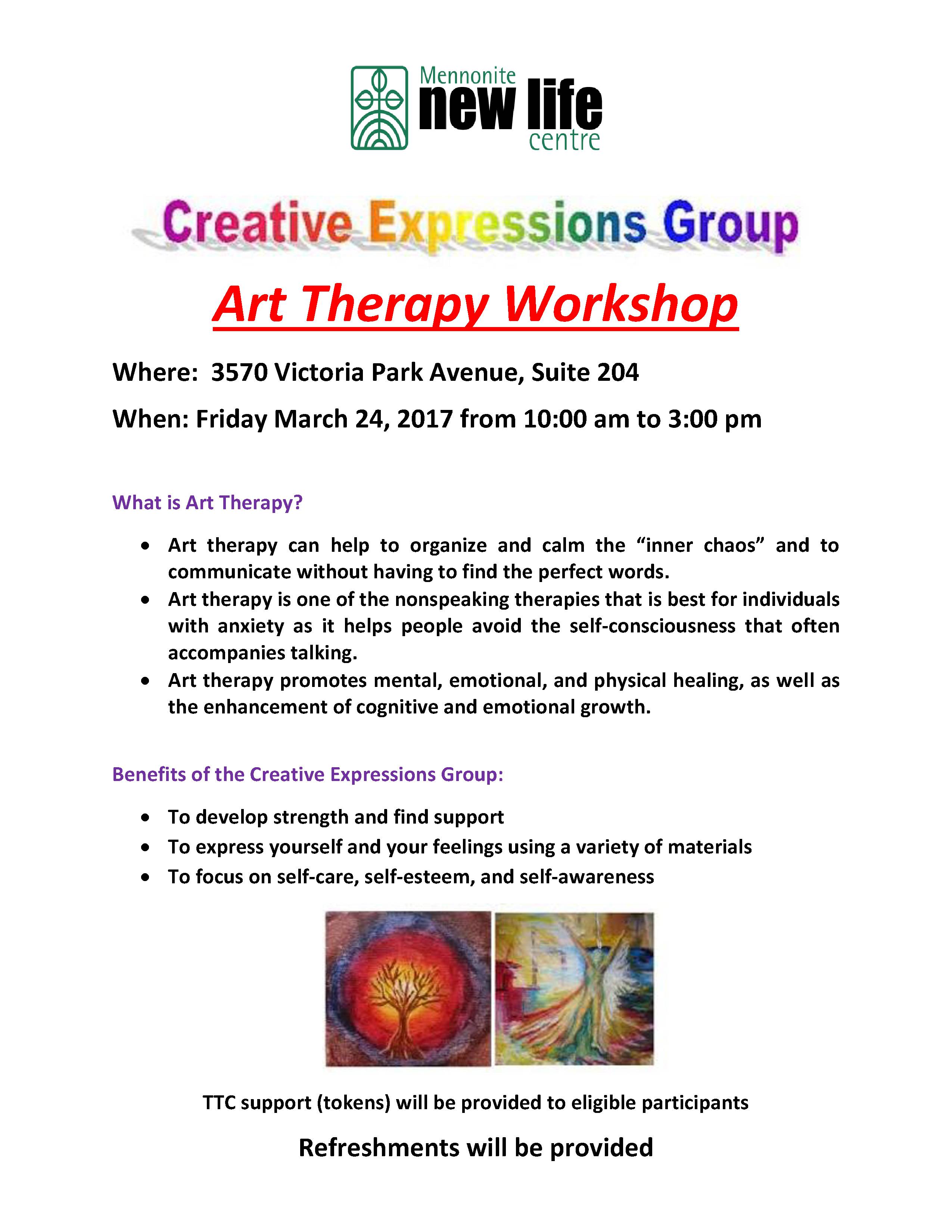 Art Therapy Workshop flyer - Mar 24, 2017