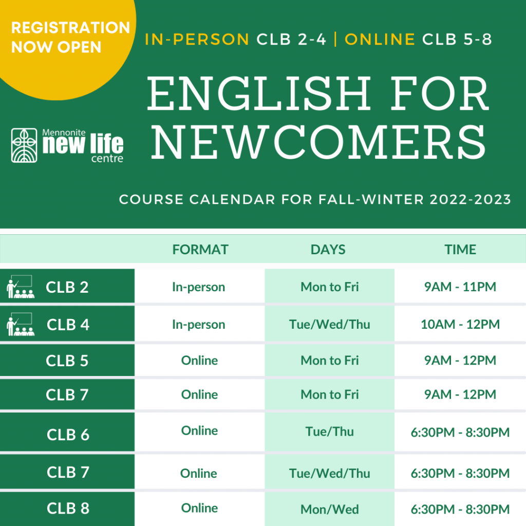 English class schedule